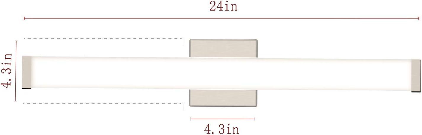 Bathroom Vanity Light Brushed Nickel Square LED 24 inch 14W 4000K Natural White Light Wall Bar Lighting Fixtures Over Mirror
