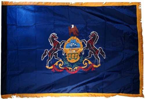 Pennsylvania 3ft x 5ft Nylon Indoor Flag with Golden Fringe