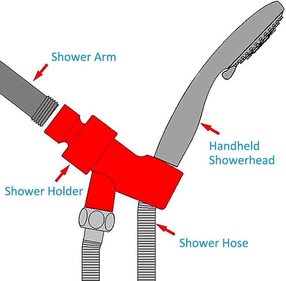 Luxsego Shower Arm Bracket for Handheld Shower Head, Universal Shower Head Holder, Adjustable Shower Arm Mount Bracket with Brass Pivot Ball, Polished Chrome