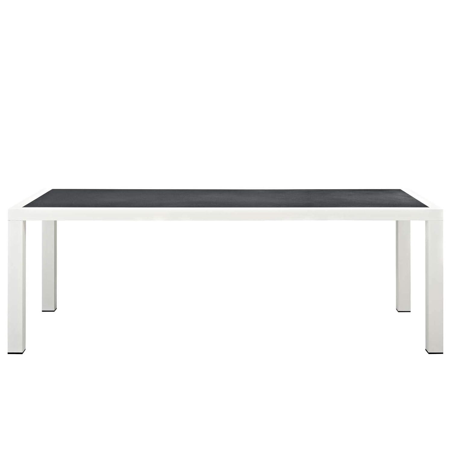 Modway Stance Rectangle Aluminum Patio Dining Table in White and Gray