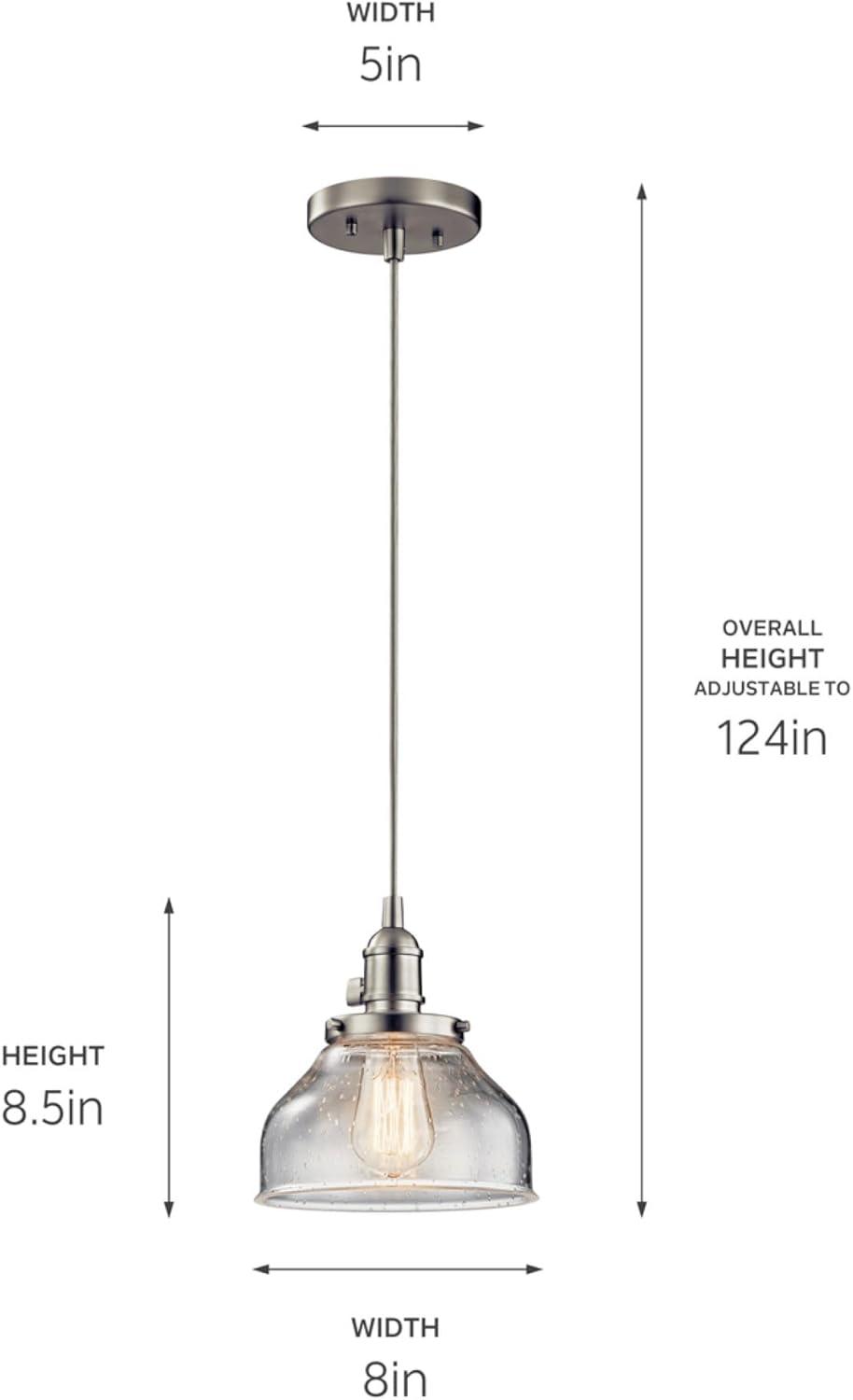 Avery 8.5" 1 Light Bell Mini Pendant with Clear Seeded Glass Chrome