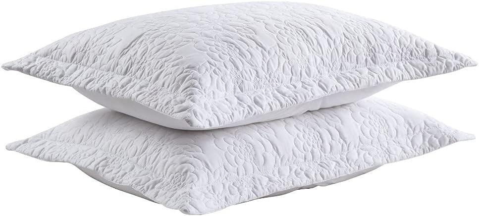 White Embroidered Polyester King Size Pillow Shams