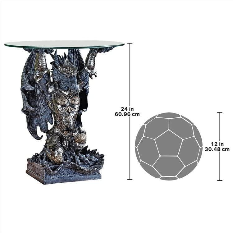 Hastings Warrior Dragon Sculptural Glass-Topped Table
