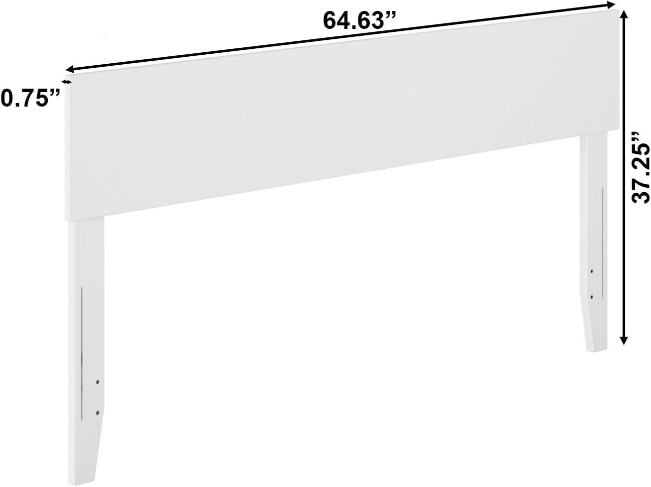 Queen Orlando Headboard White - AFI: Modern Low Panel Design, USB Charger