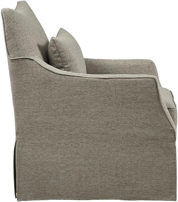 Martha Stewart London Skirted Swivel Chair Tan: Upholstered Polyester, No Assembly Required