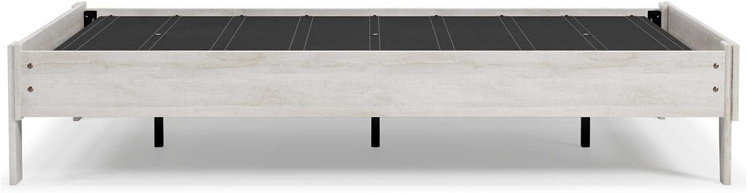 Queen Shawburn Platform Bed White/Dark Charcoal Gray - Signature Design by Ashley: Vintage Casual Style, No Box Spring Required