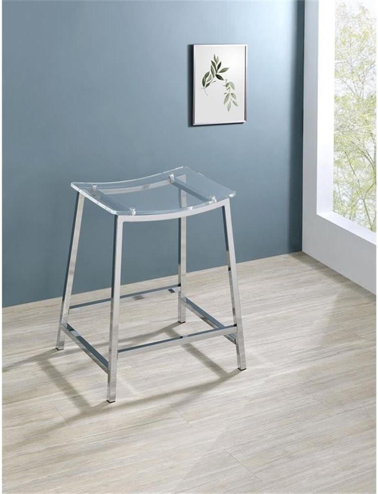 Coaster Set of 2 Jovani Modern Acrylic Backless Counter Height Barstools Clear/Chrome