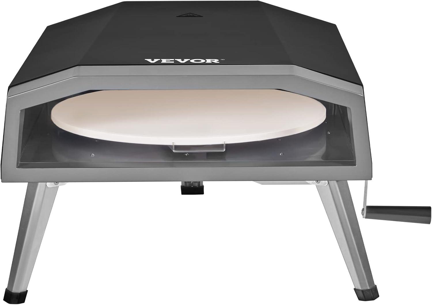 Black Stainless Steel Gas Outdoor Pizza Oven with Rotatable Stone