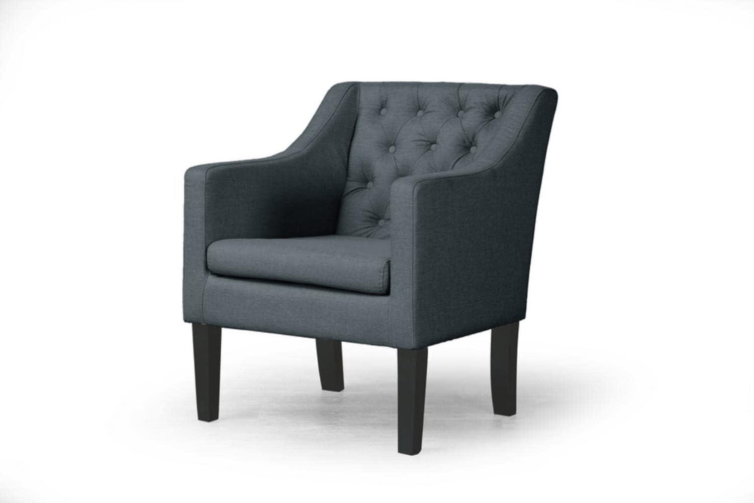 Elegant Brittany Gray Microfiber Club Chair with Wood Legs