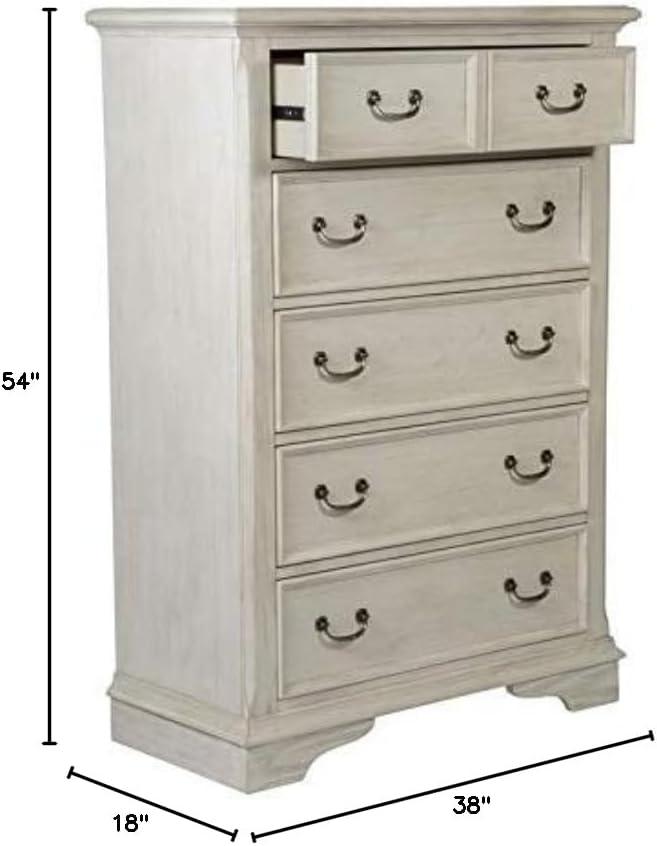 Canora Grey Dina Antique White 5 Drawer Chest w/ Stained Interior