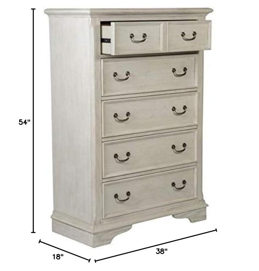 Canora Grey Dina Antique White 5 Drawer Chest w/ Stained Interior