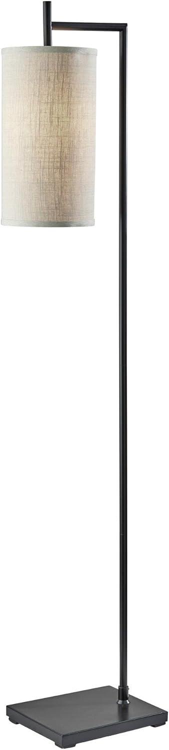 Adesso Zion Floor Lamp Black: Modern Design, ETL Listed, Polyester Drum Shade, Metal Body, 65" Height