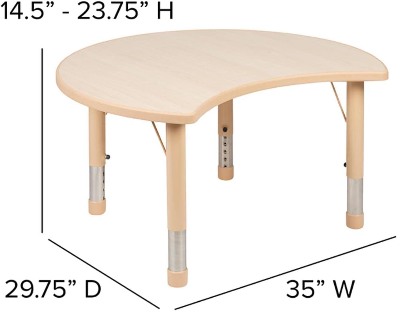 Flash Furniture Goddard 25.125"W x 35.5"L Crescent Plastic Adjustable Activity Table-Seats 4
