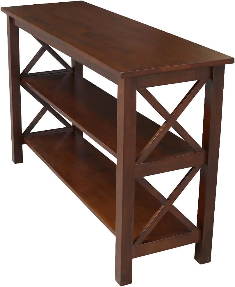 International Concepts Hampton Console Table Espresso: Stained Wood, Fixed Shelf, Rectangular Shape, Spot Clean