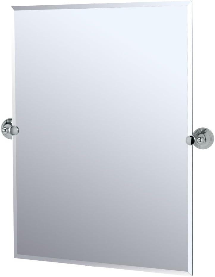 Charlotte Frameless Rectangle Bathroom Vanity Mirror | Pivoting and Beveled Wall Mirror