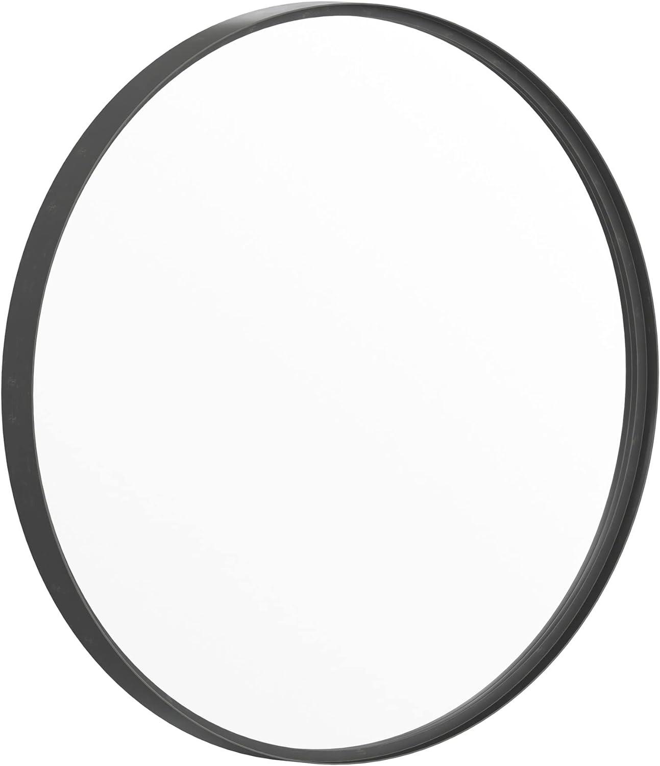 Matte Black 27.5" Round Metal Framed HD Wall Mirror