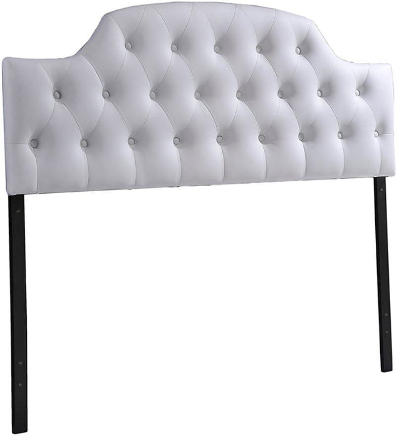 Queen Morris Modern And Contemporary Faux Leather Upholstered Button-Tufted Scalloped Headboard White - Baxton Studio: Curved, Adjustable