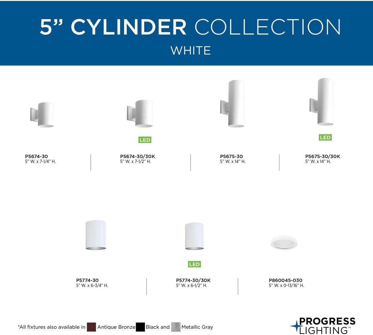 Progress Lighting, Cylinder, 1-Light, Flush Mount, Antique Bronze, Aluminum, LED, Wet Rated, P5774 Series