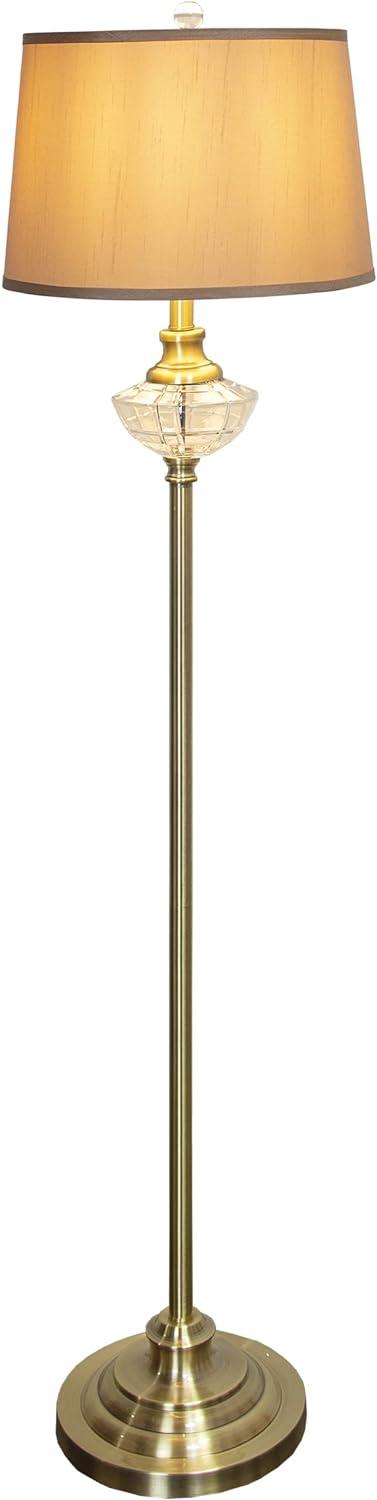 Golden Antique Brass Crystal Floor Lamp with Empire Shade