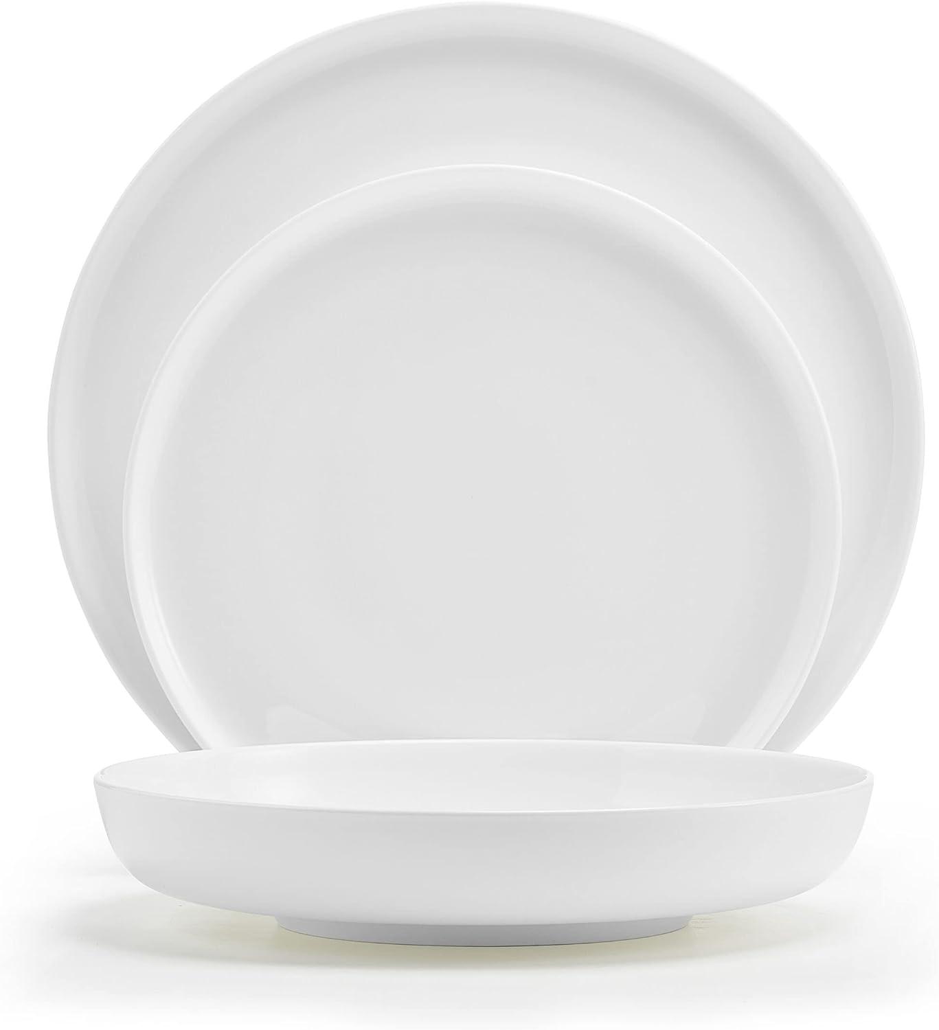 White Porcelain 12-Piece Round Dinnerware Set, Service for 4