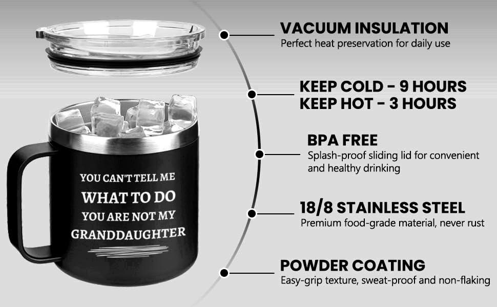 Best Grandpa Gifts for Christmas - 14Oz Grandpa Mug (Black) - You Are Not My Granddaughter -