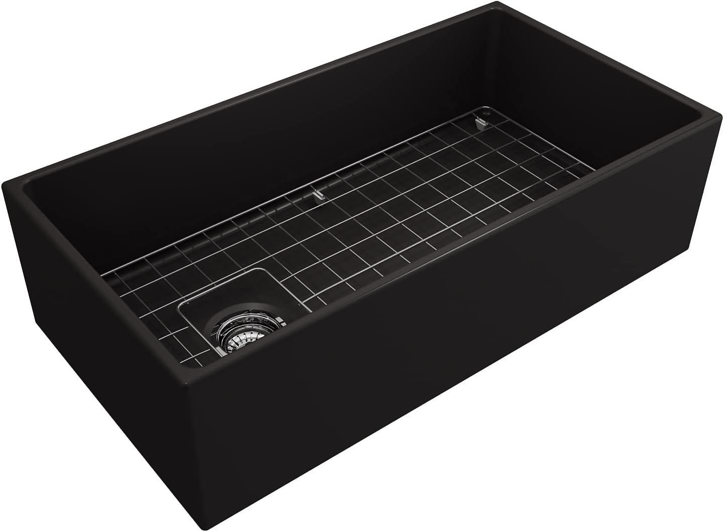 Matte Black Fireclay Farmhouse Single Bowl Kitchen Sink