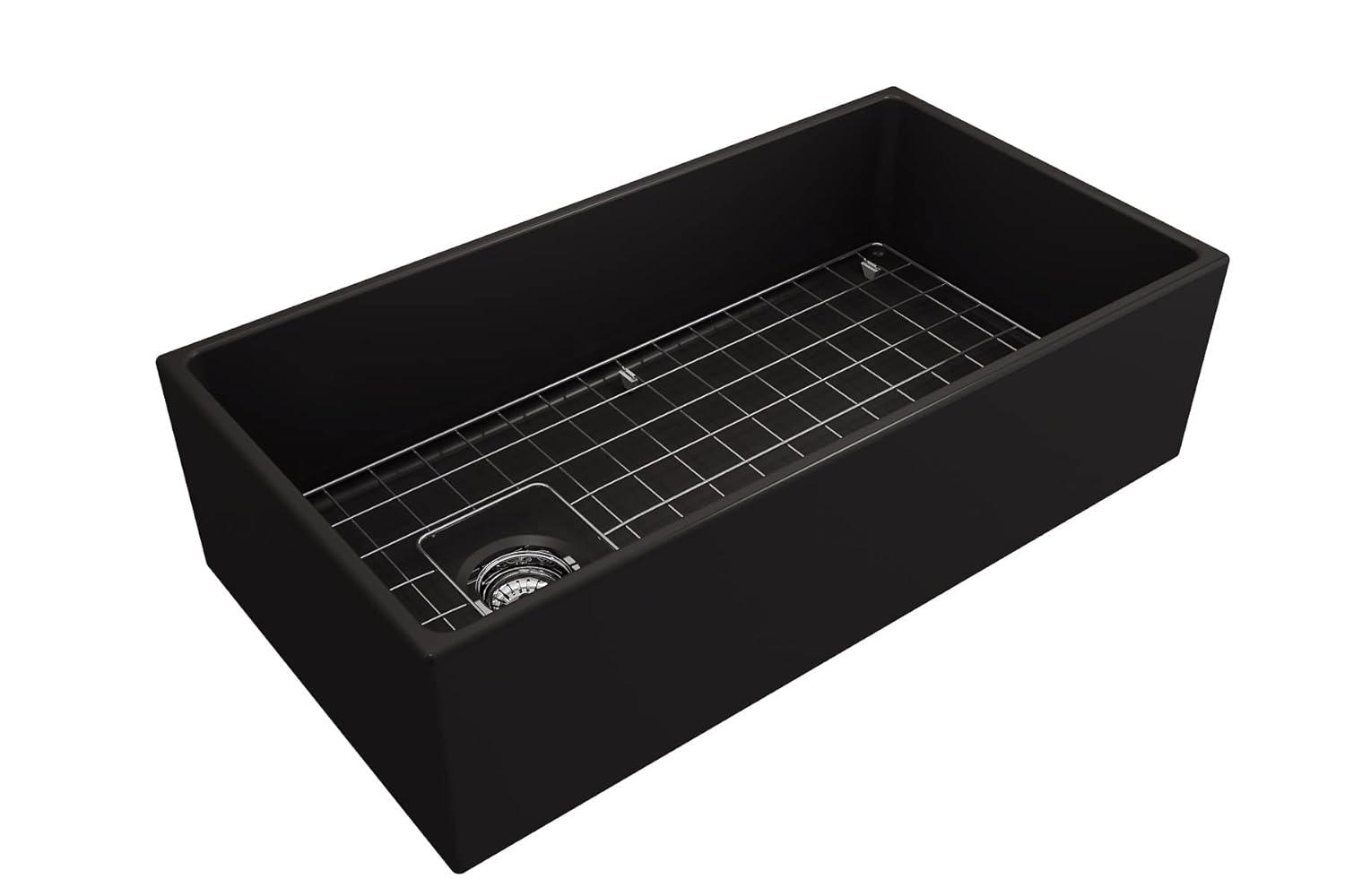 Matte Black Fireclay Farmhouse Single Bowl Kitchen Sink