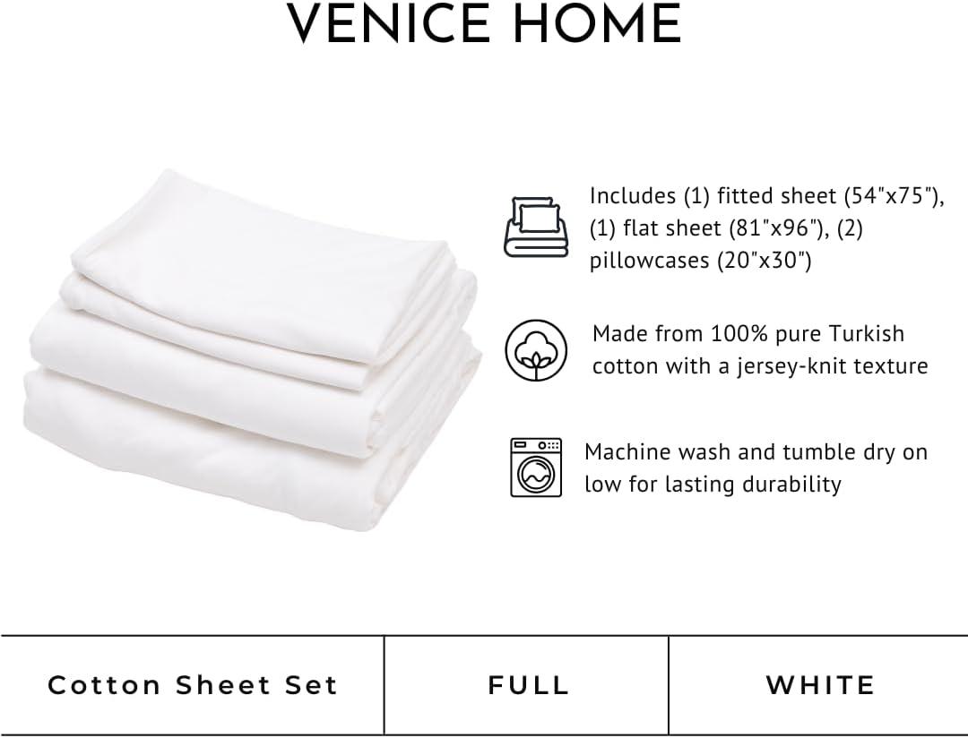 Venice Home 100% Cotton Jersey Knit Sheet Set
