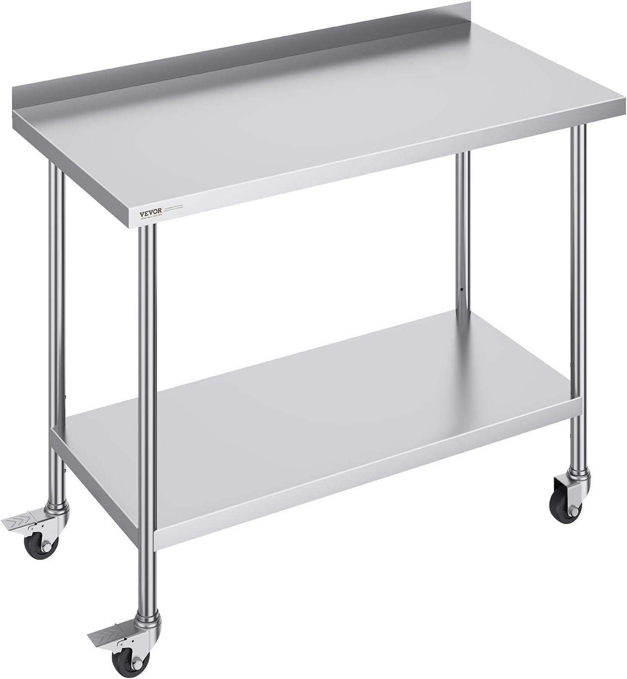 VEVOR VEVOR Stainless Steel 24'' W x 40'' H Adjustable Portable Work Table