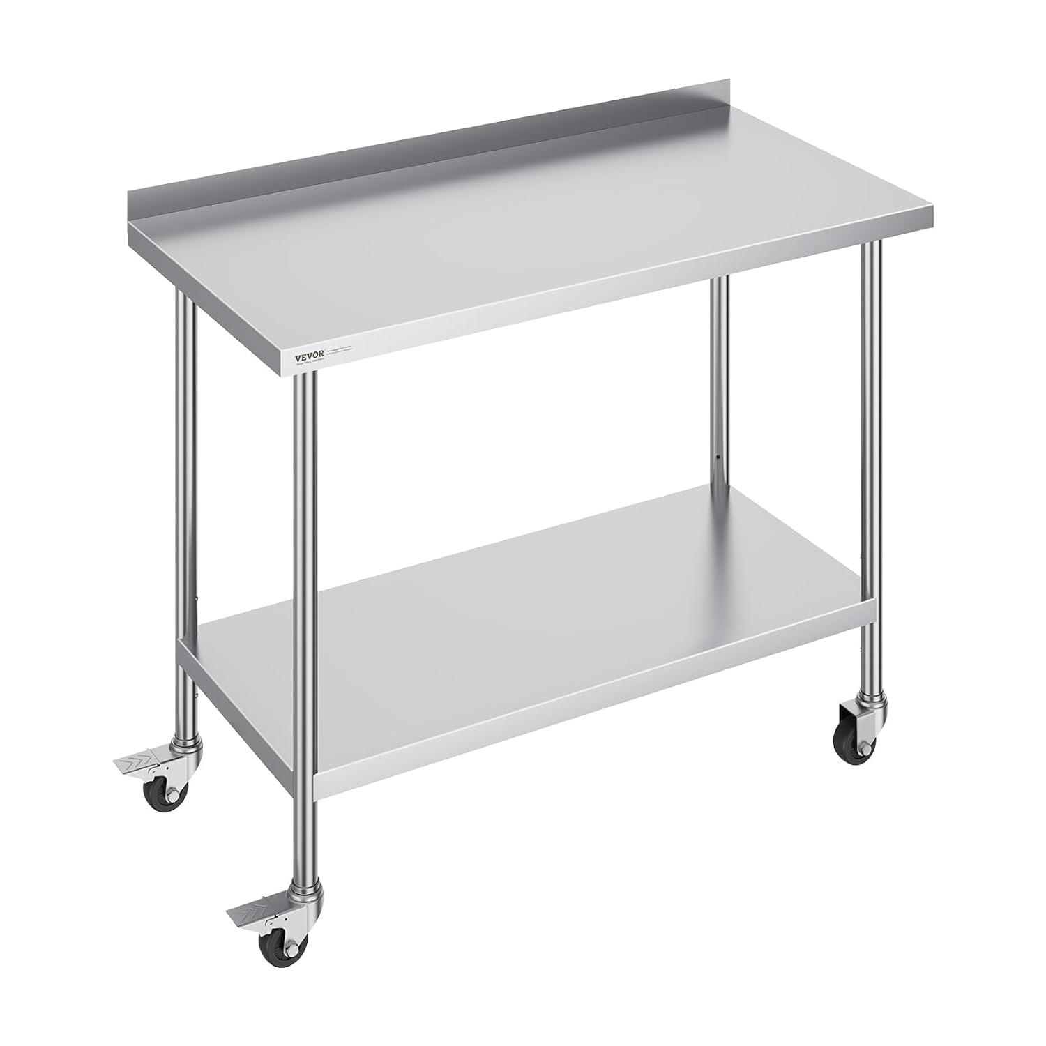 VEVOR VEVOR Stainless Steel 24'' W x 40'' H Adjustable Portable Work Table