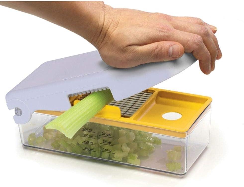 Prepworks Fruit and Vegetable Chopper: Manual Food Chopper, 3 Blades, Dishwasher-Safe, ABS & Stainless Steel, Red/Green/Yellow