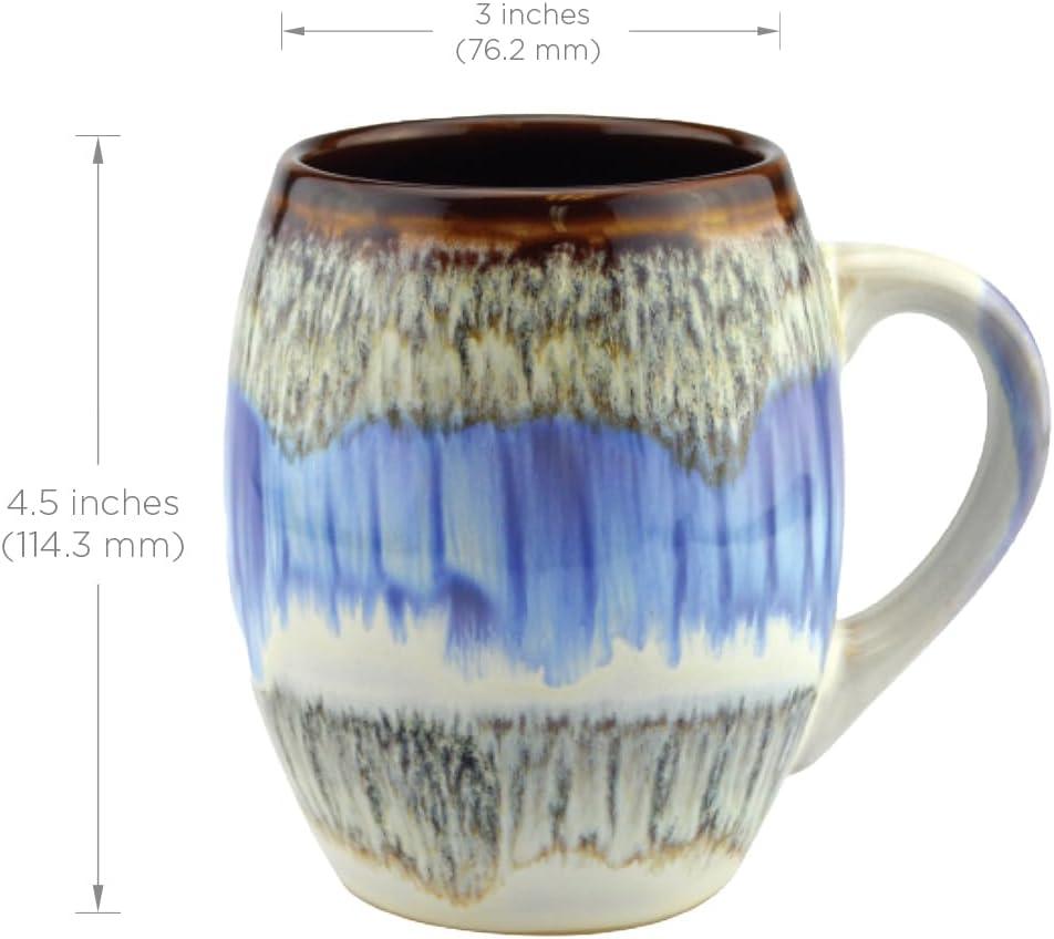 Set of 4 Multicolor Glazed Ceramic 20 oz Mugs