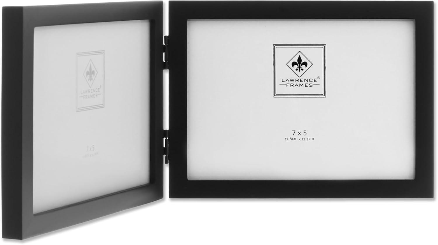 Lawrence Frames 5x7 Hinged Double (Horizontal) Black Wood Picture Frame - Gallery Collection 755575D