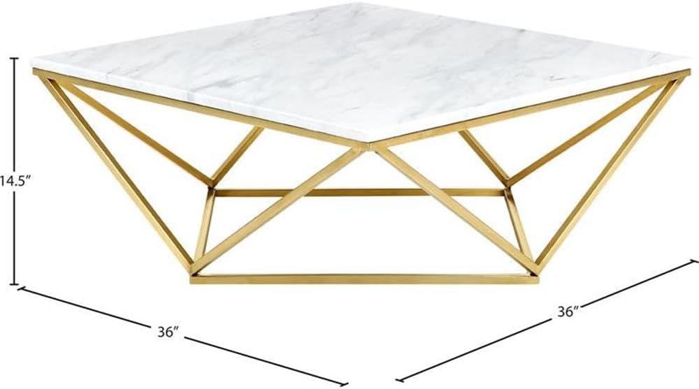 Meridian Furniture Mason Contemporary Stone Coffee Table in Gold