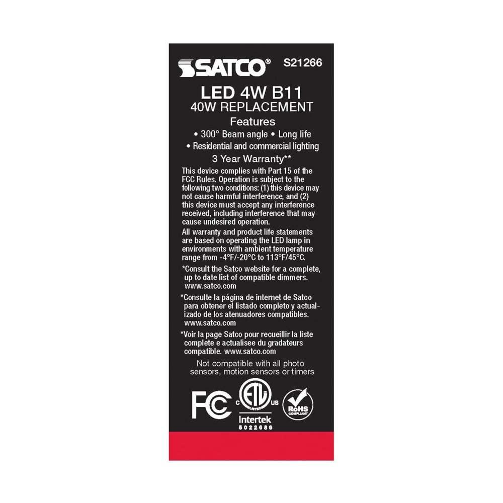 75 Watt Equivalent B11 E12/Candelabra Dimmable 3500K LED Bulb