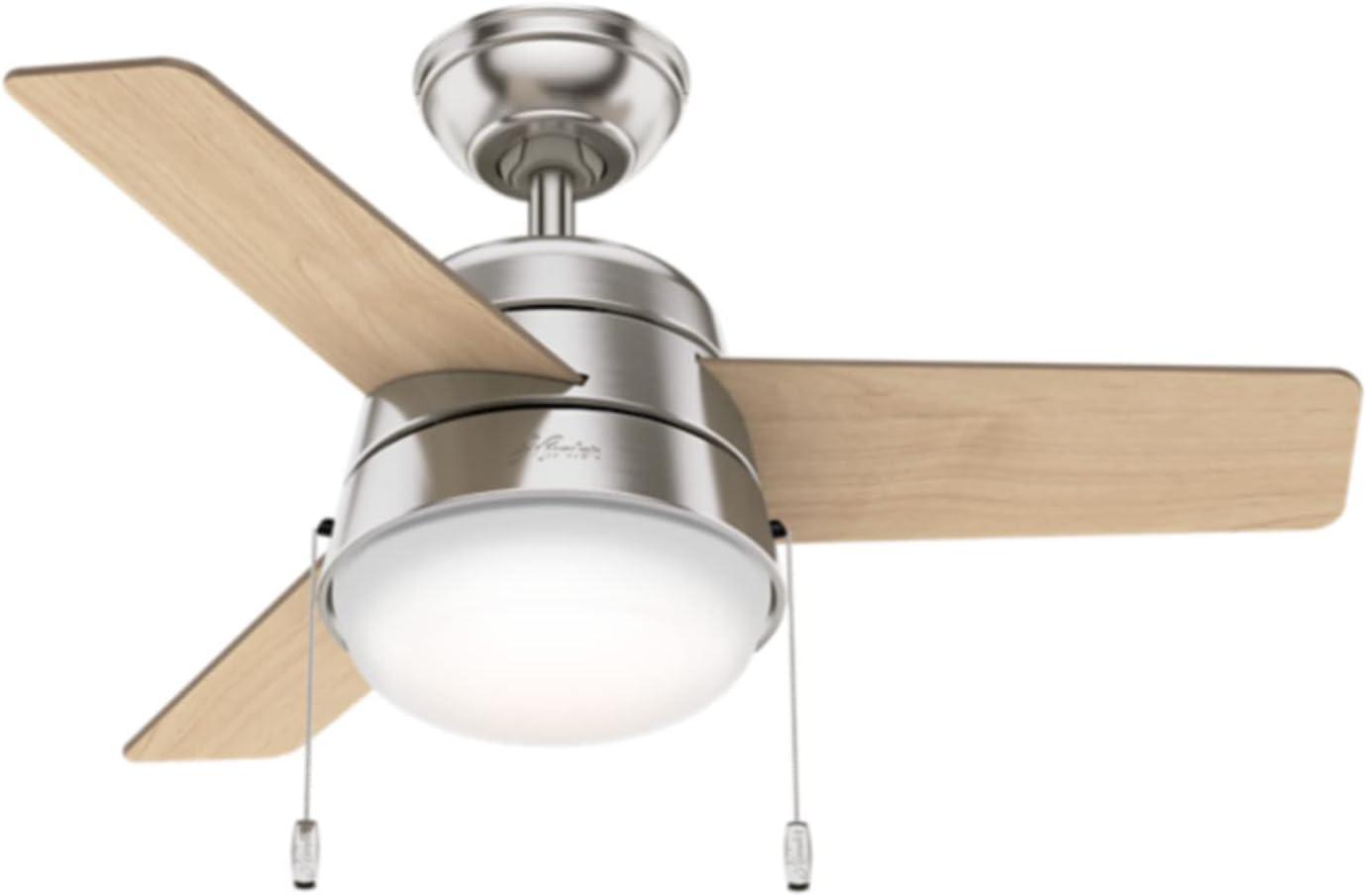 Aker 36" 3 - Blade Standard Ceiling Fan with Lights and Pull Chains