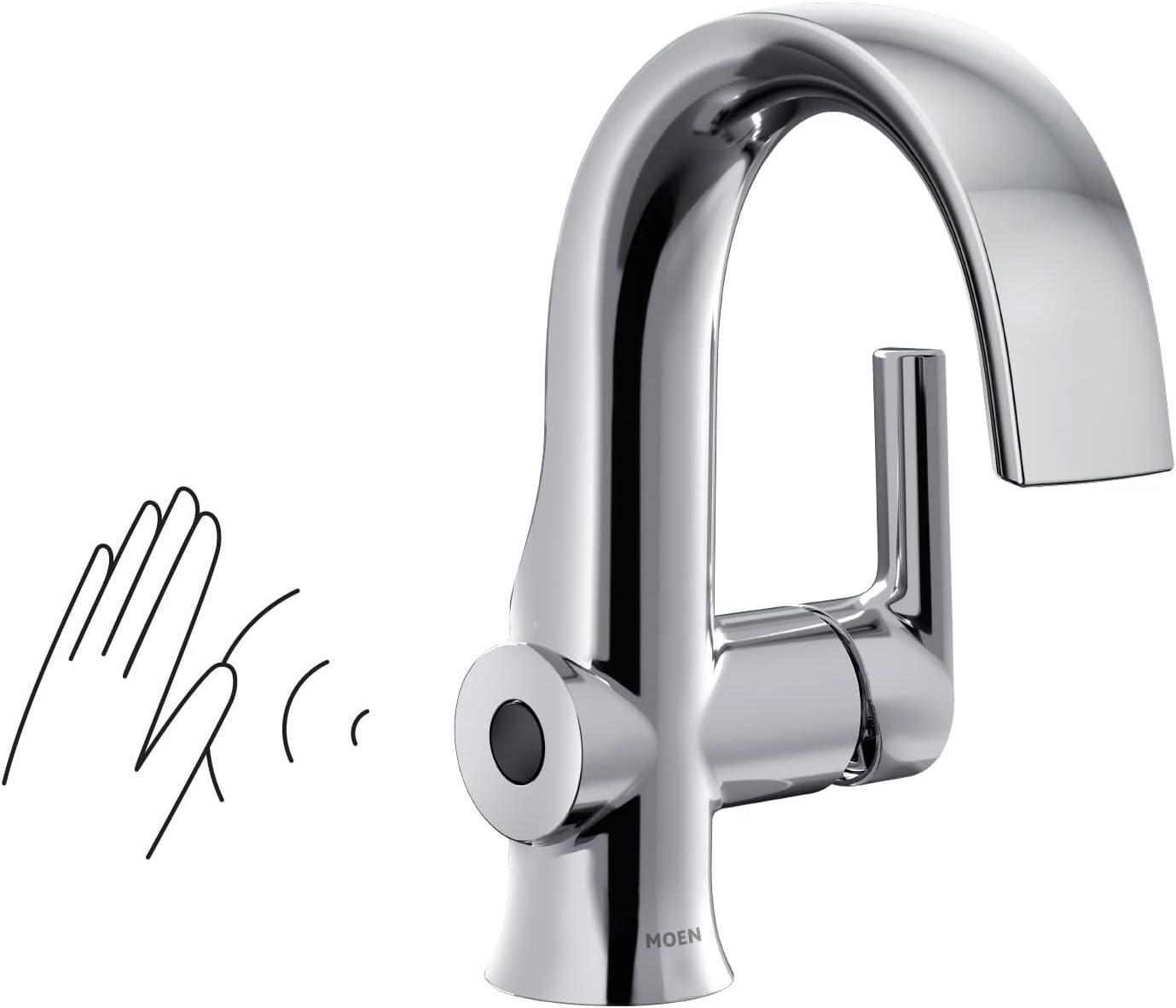 Moen Doux Motionsense Wave Touchless Single Handle Bathroom Sink Faucet with Drain Assembly