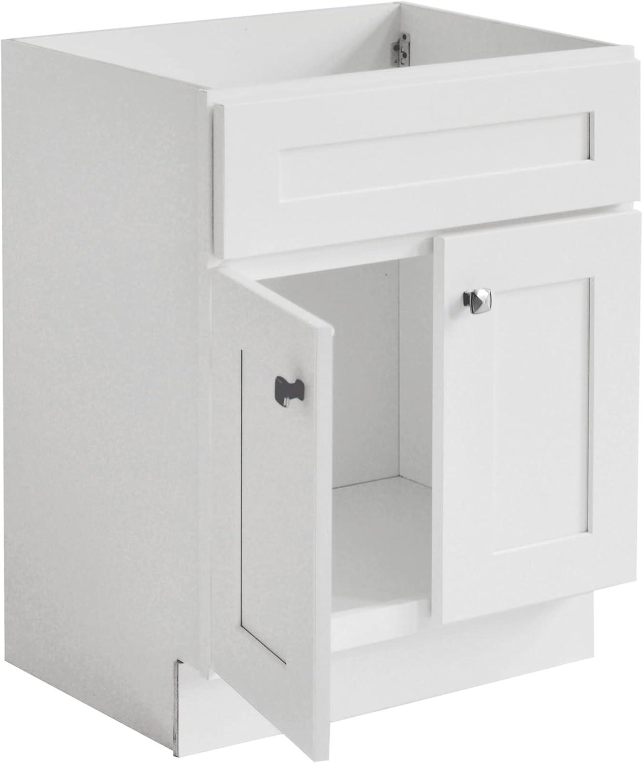 Brookings 24 Inch Bathroom Vanity, Ready to Assemble, Solid Wood, Sherwin Williams® White – Design House, 586933