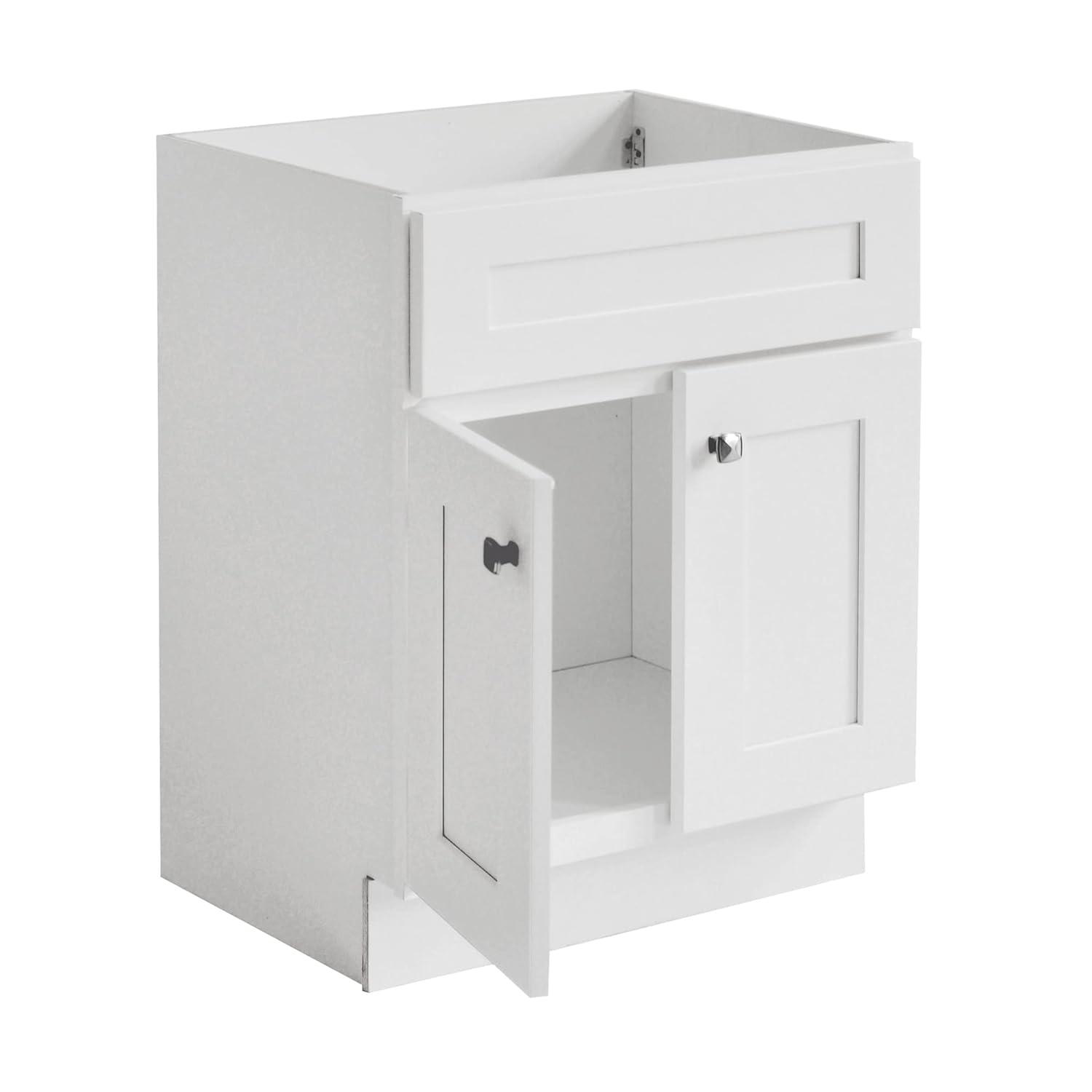 Brookings 24 Inch Bathroom Vanity, Ready to Assemble, Solid Wood, Sherwin Williams® White – Design House, 586933