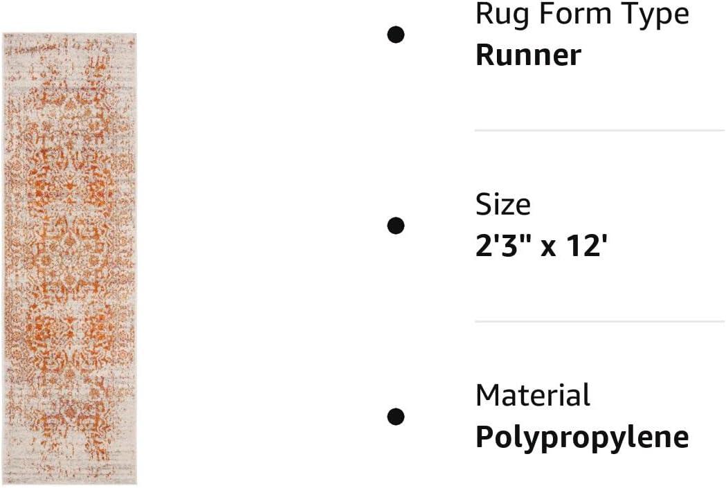Madison MAD603 Power Loomed Indoor Runner Rug - Orange/Ivory - 2'3"x12' - Safavieh