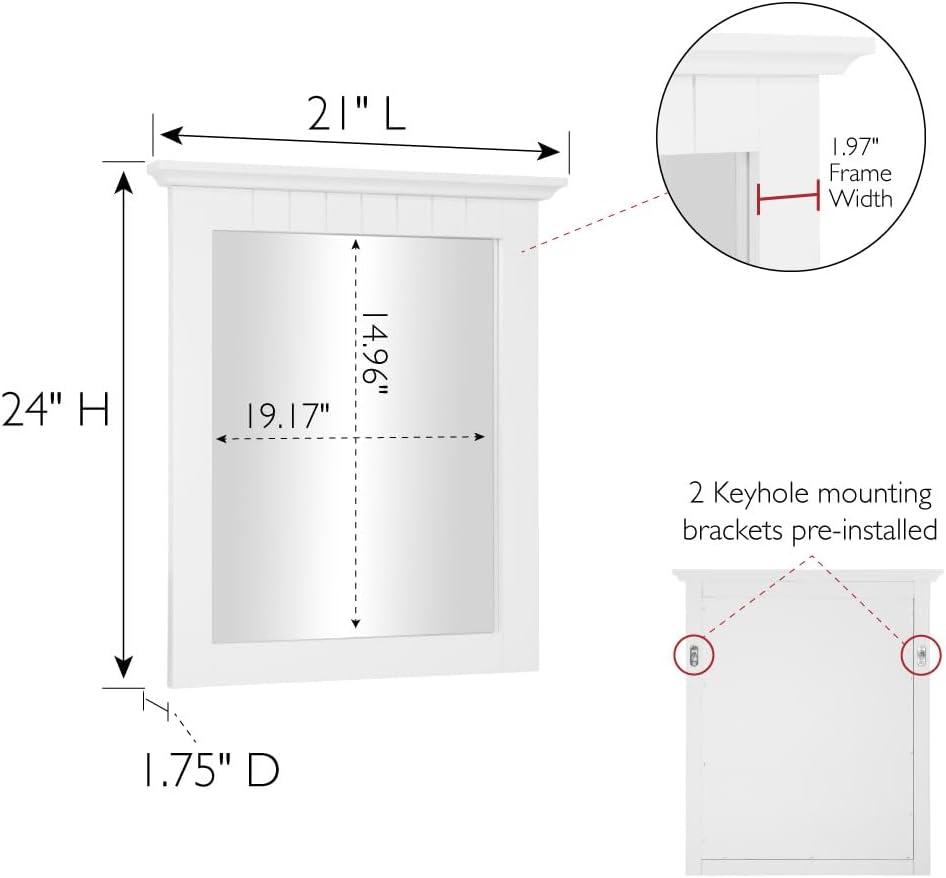 QINBI 541581-WHT Cottage Rectangle Wall Accent Traditional Wood Framed – Living Room, Bedroom, Bathroom Vanity Mirror, 24" H X 21" L, White