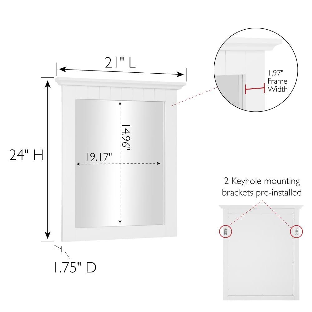 Design House Cottage Wooden Wall Mirror in White, 24-Inch by 21-Inch