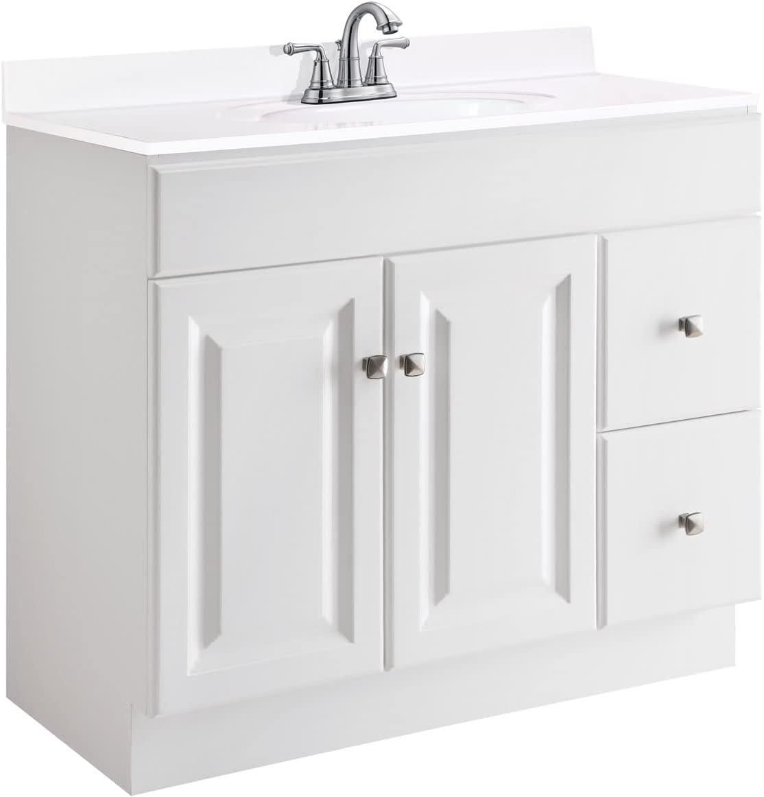 Design House 597245 Wyndham 36 Inch Unassembled 2-Door 2-Drawer Bathroom Vanity without Top, White