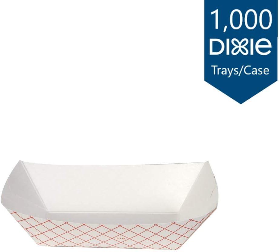 Red Plaid Polycoated Paper Food Tray, 1 lb Capacity