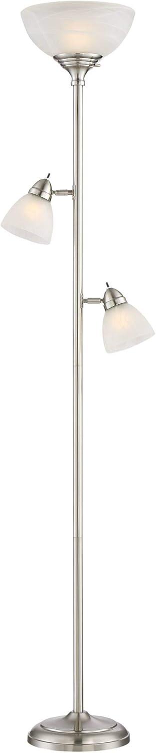 360 Lighting Ellery Modern Torchiere Floor Lamp with Side Lights 72" Tall Brushed Nickel Frosted White Glass Shade for Living Room Reading Bedroom