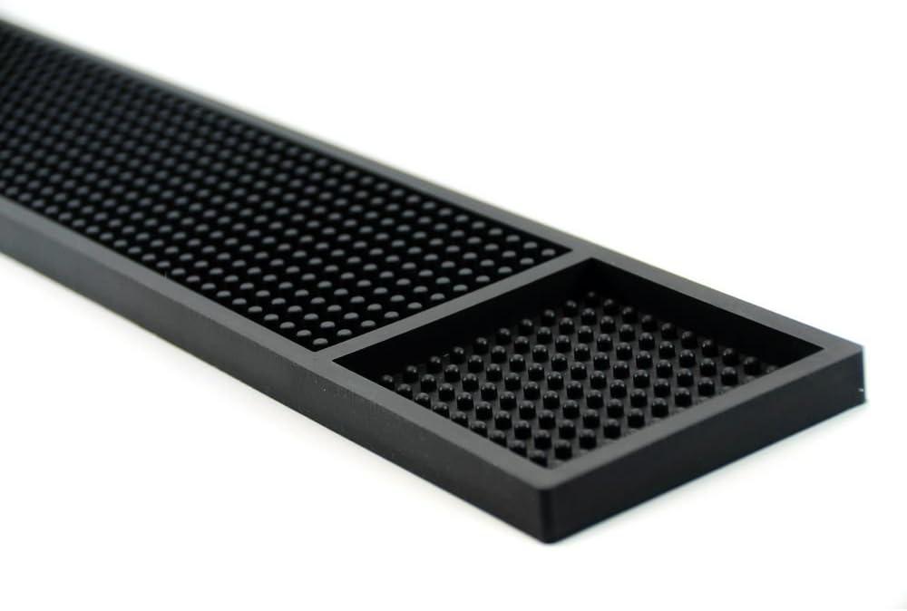 Black Rubber Bar Service Mat with Drainage 24" x 3.5"