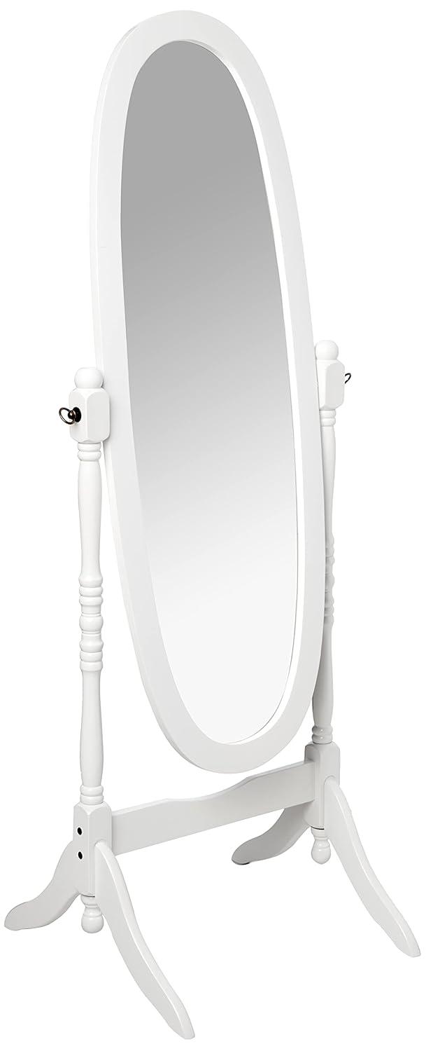 Cheval Mirror Ore International White: Oval Freestanding, Bedroom-Ready, 59.5" Tall