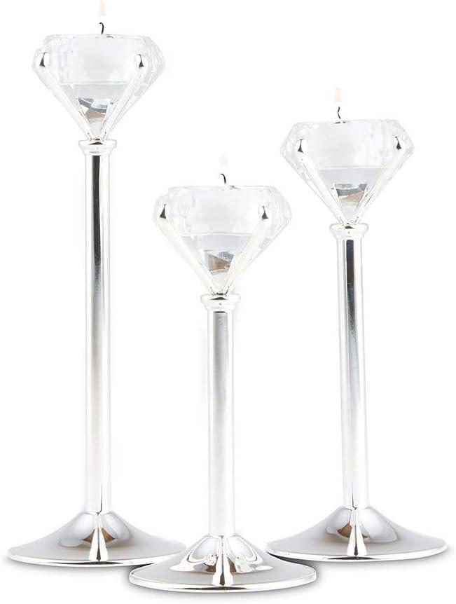 Silver Diamond Shaped Tealight Holders Set of 3