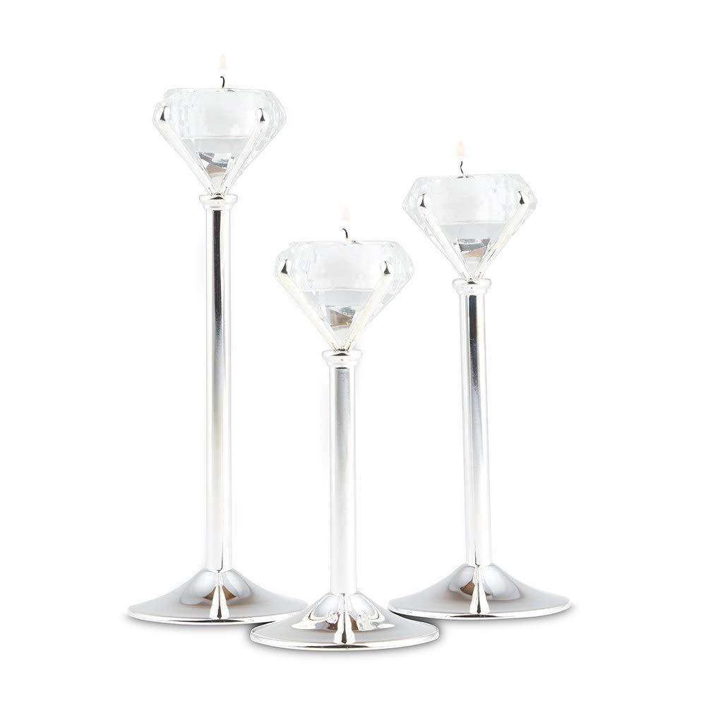 Weddingstar Diamond Shaped Tealight Holders - Silver - Set of 3
