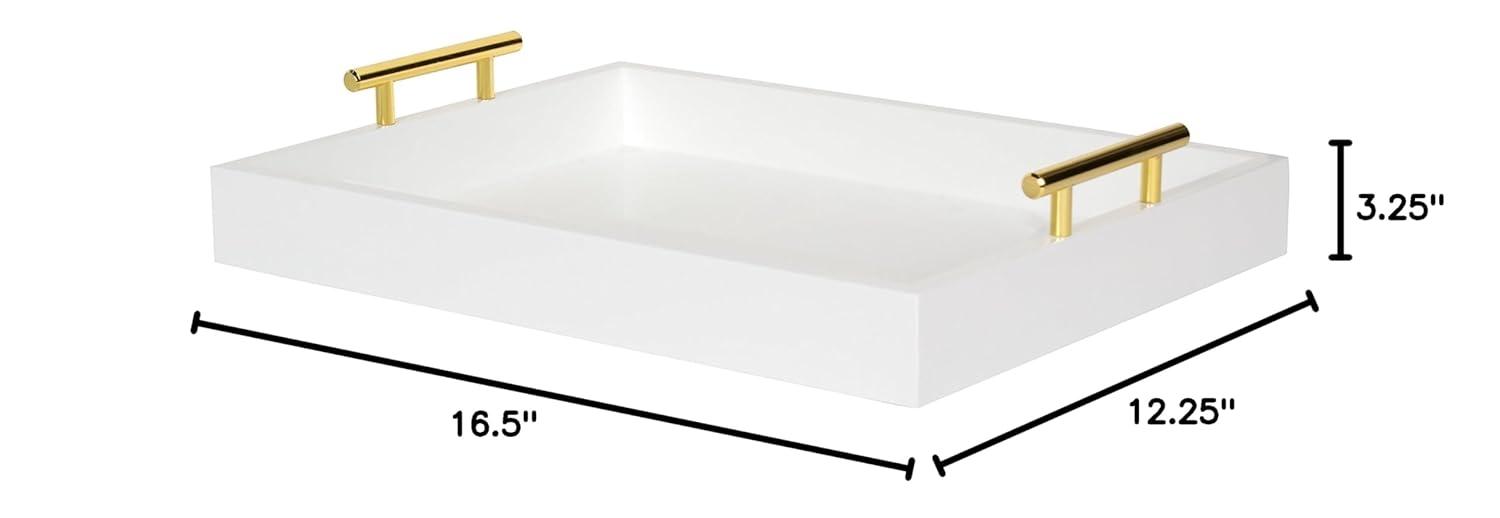 Kate and Laurel Lipton Tray, 16.5x12.25, White and Gold